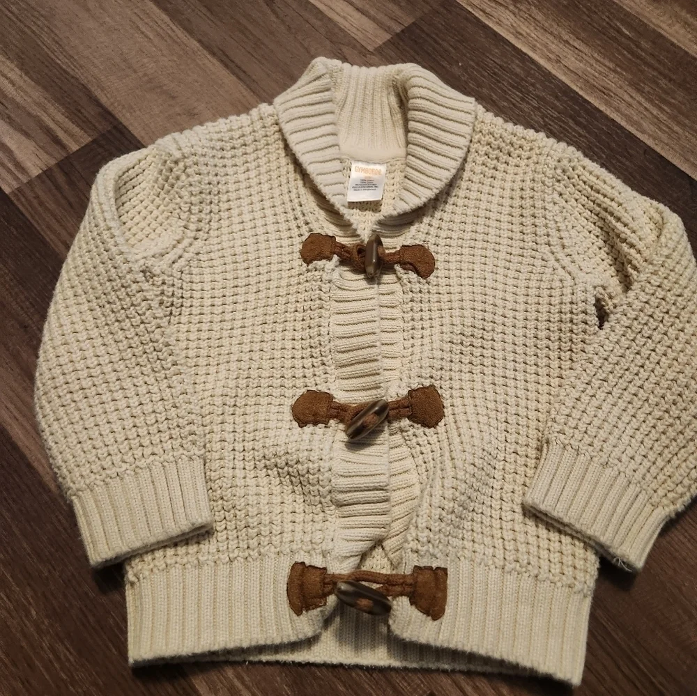 Gymboree Cream and Brown Button Sweater size 2T Vintage